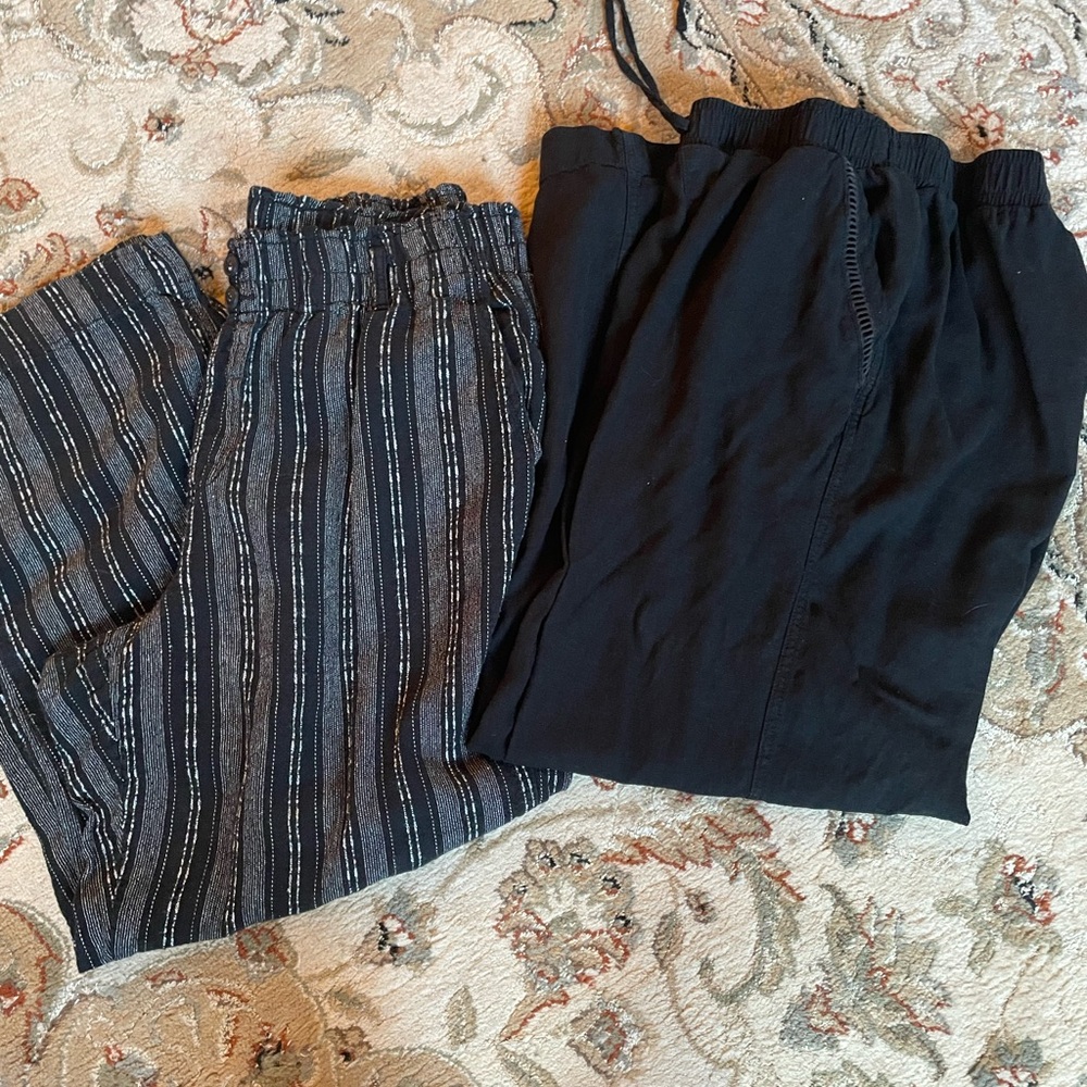 Briggs New York Wide Leg Pants linen - Black and Striped